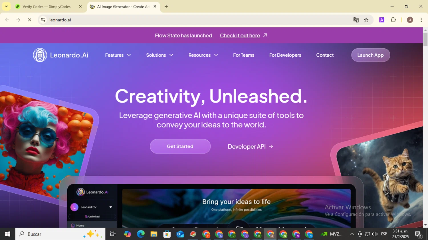 Leonardo.Ai promo code screenshot showing code BLACKFRIDAY-20 applied at Leonardo.Ai checkout page. Uploaded by SimplyCodes community member ValiantHero2365 on Feb 25, 2025