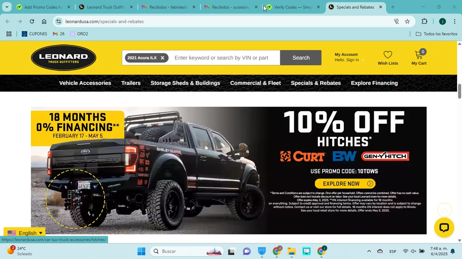 Leonard USA checkout page showing Leonard USA promo code box | Screenshot taken by SimplyCodes community member on Apr 6, 2025