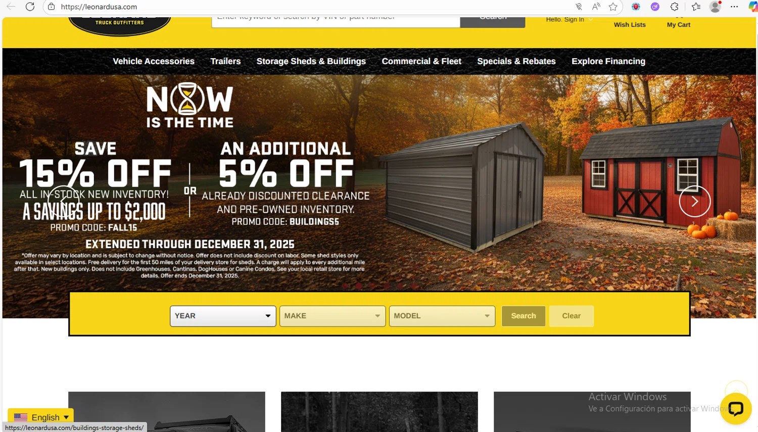 Leonard USA promo code screenshot showing code BUILDINGS5 applied at Leonard USA checkout page. Uploaded by SimplyCodes community member FrancyB on Nov 9, 2025