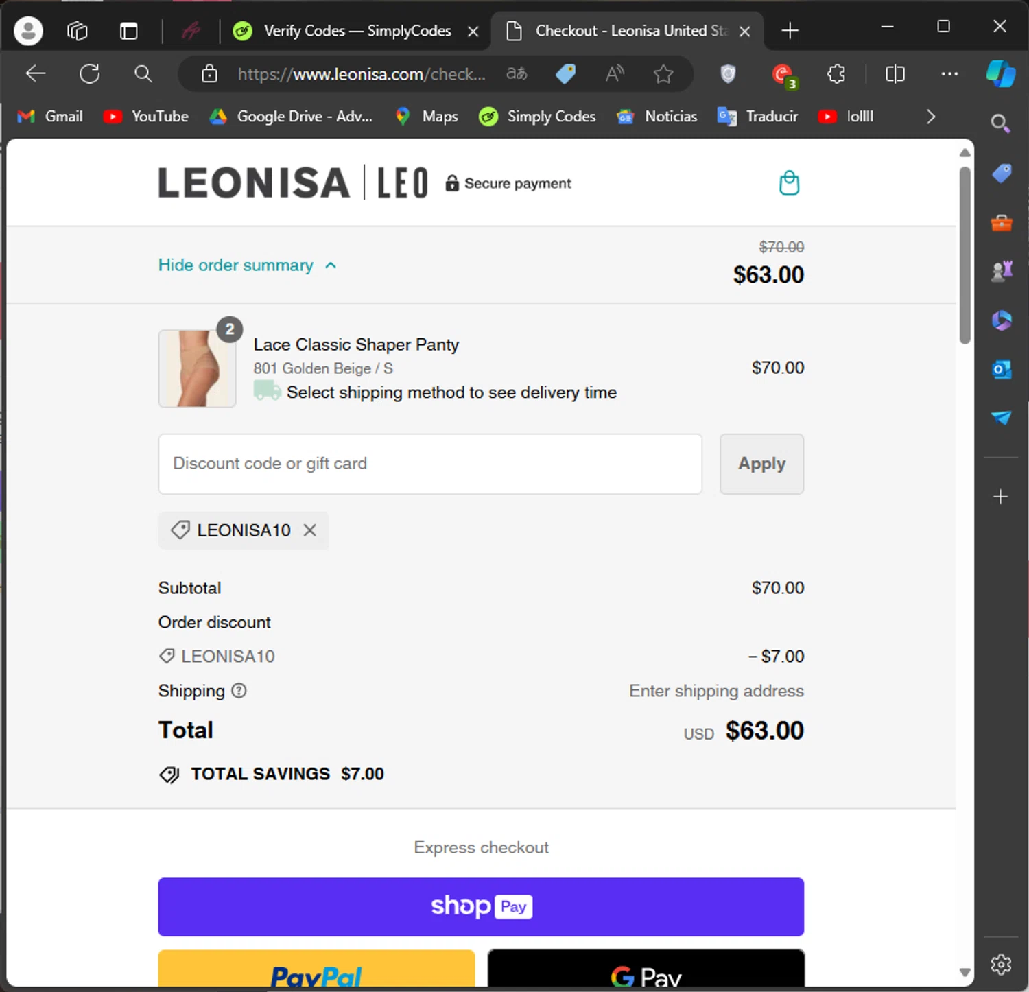 where to use Leonisa promo code box