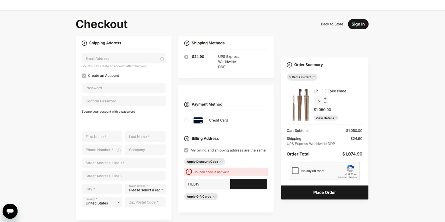 Leon Paul USA discount code screenshot showing code FIEB15 applied at Leon Paul USA checkout page. Uploaded by SimplyCodes community member BrilliantVoyager5752 on Jul 5, 2025