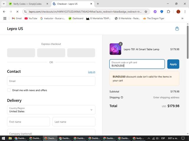 Lepro checkout page showing Lepro coupon code box | Screenshot taken by SimplyCodes community member on Jul 31, 2025