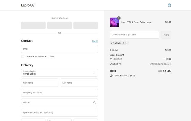Lepro checkout page showing Lepro coupon code box | Screenshot taken by SimplyCodes community member on Jul 31, 2025