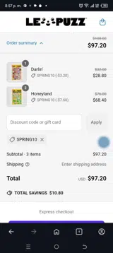 Le Puzz coupon verification screenshot