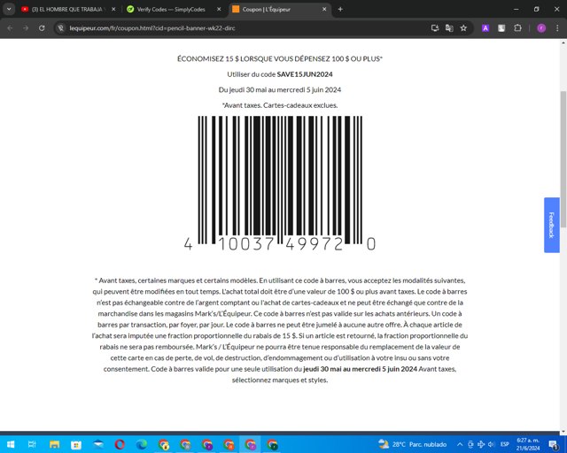 L'Equipeur checkout page showing L'Equipeur promo code box | Screenshot taken by SimplyCodes community member on Jun 21, 2024