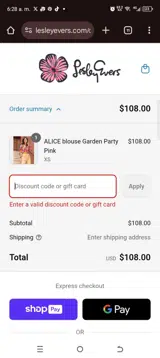 BONNIEBIRTHDAY coupon verification screenshot