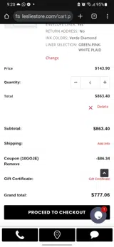 10GOJE coupon verification screenshot
