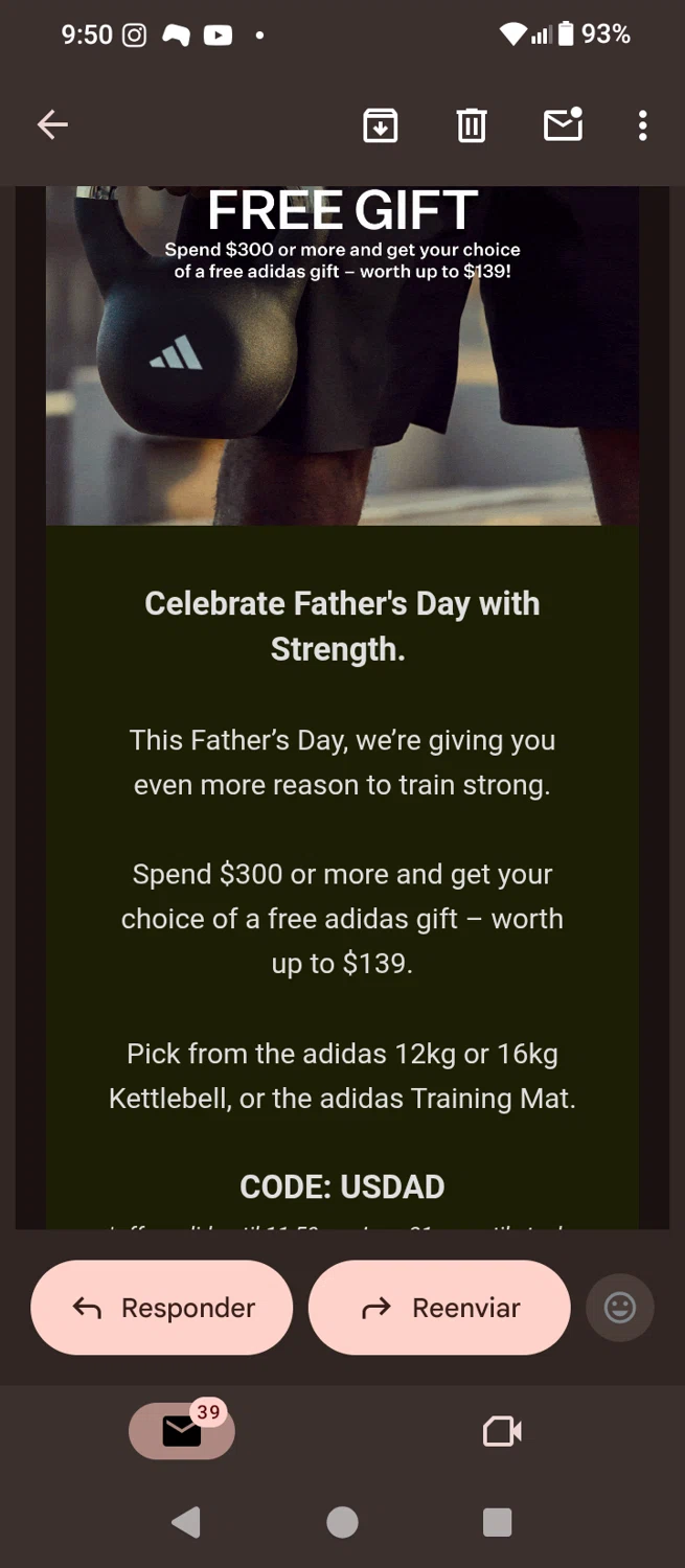 Les Mills promo code screenshot showing code USDAD applied at Les Mills checkout page. Uploaded by SimplyCodes community member Codehunter on Jun 13, 2026