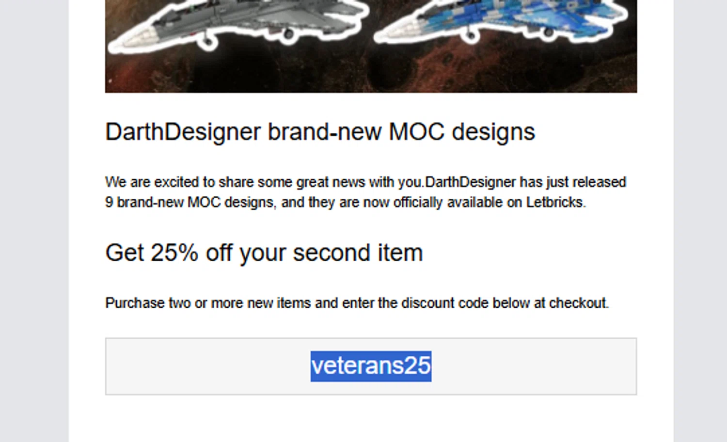 Letbricks coupon code screenshot showing code veterans25 applied at Letbricks checkout page. Uploaded by SimplyCodes community member BYEEEE on Dec 30, 2025