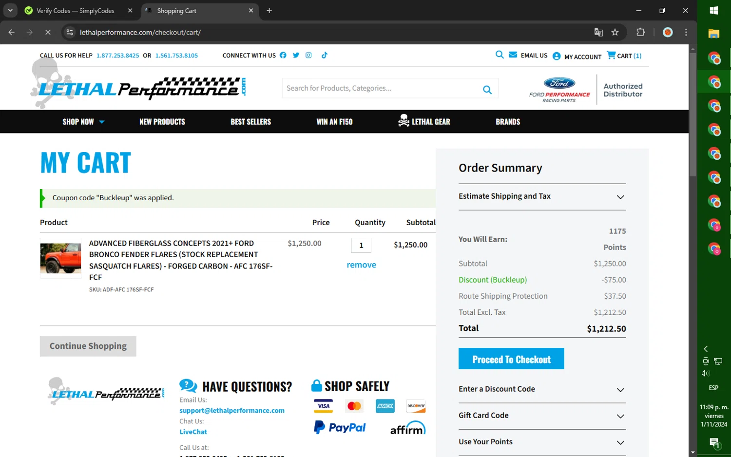 where to use Lethal Performance promo code box