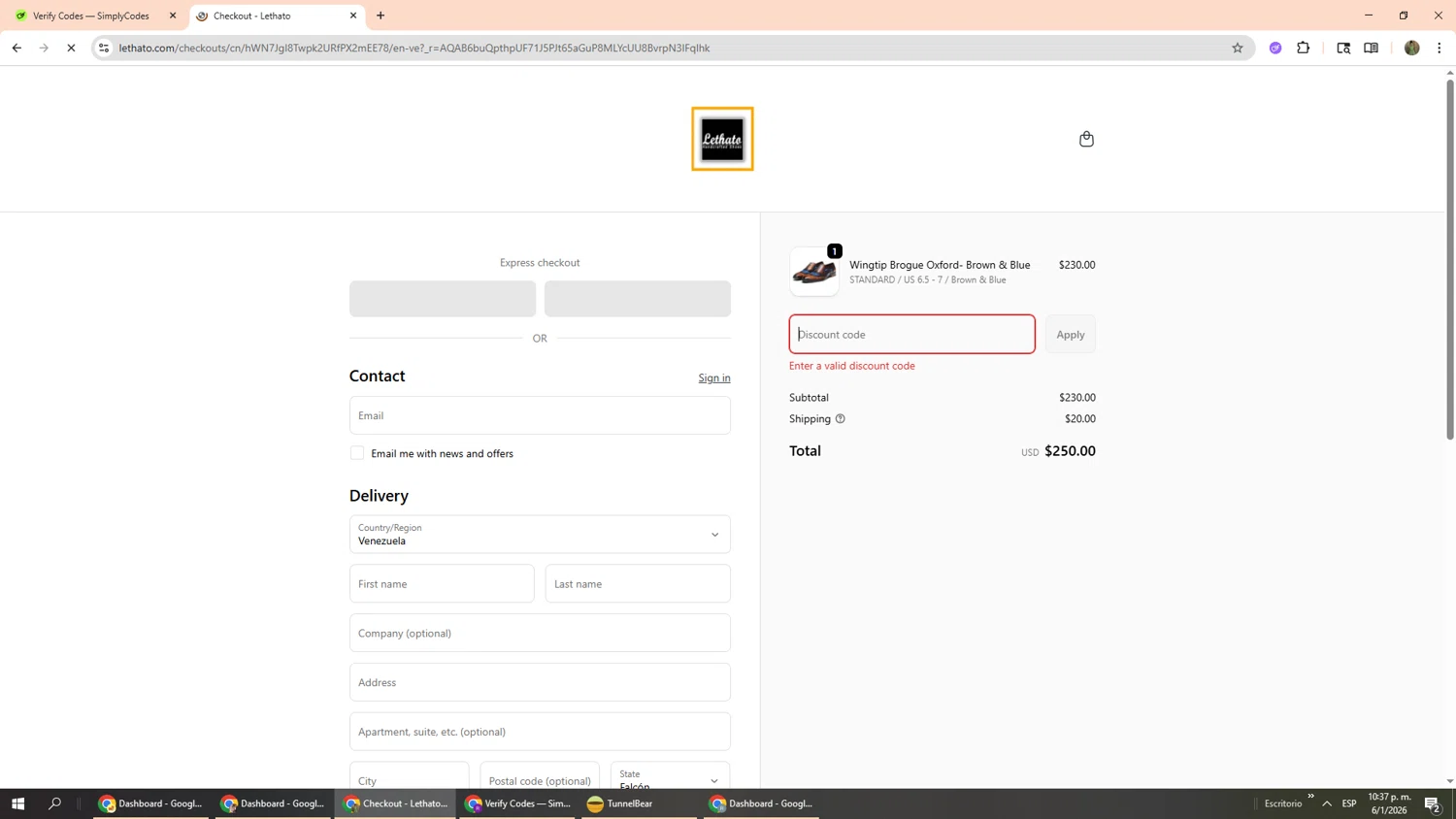 Lethato discount code screenshot showing code CHRISTMAS15 applied at Lethato checkout page. Uploaded by SimplyCodes community member Phoenix585 on Jan 7, 2026