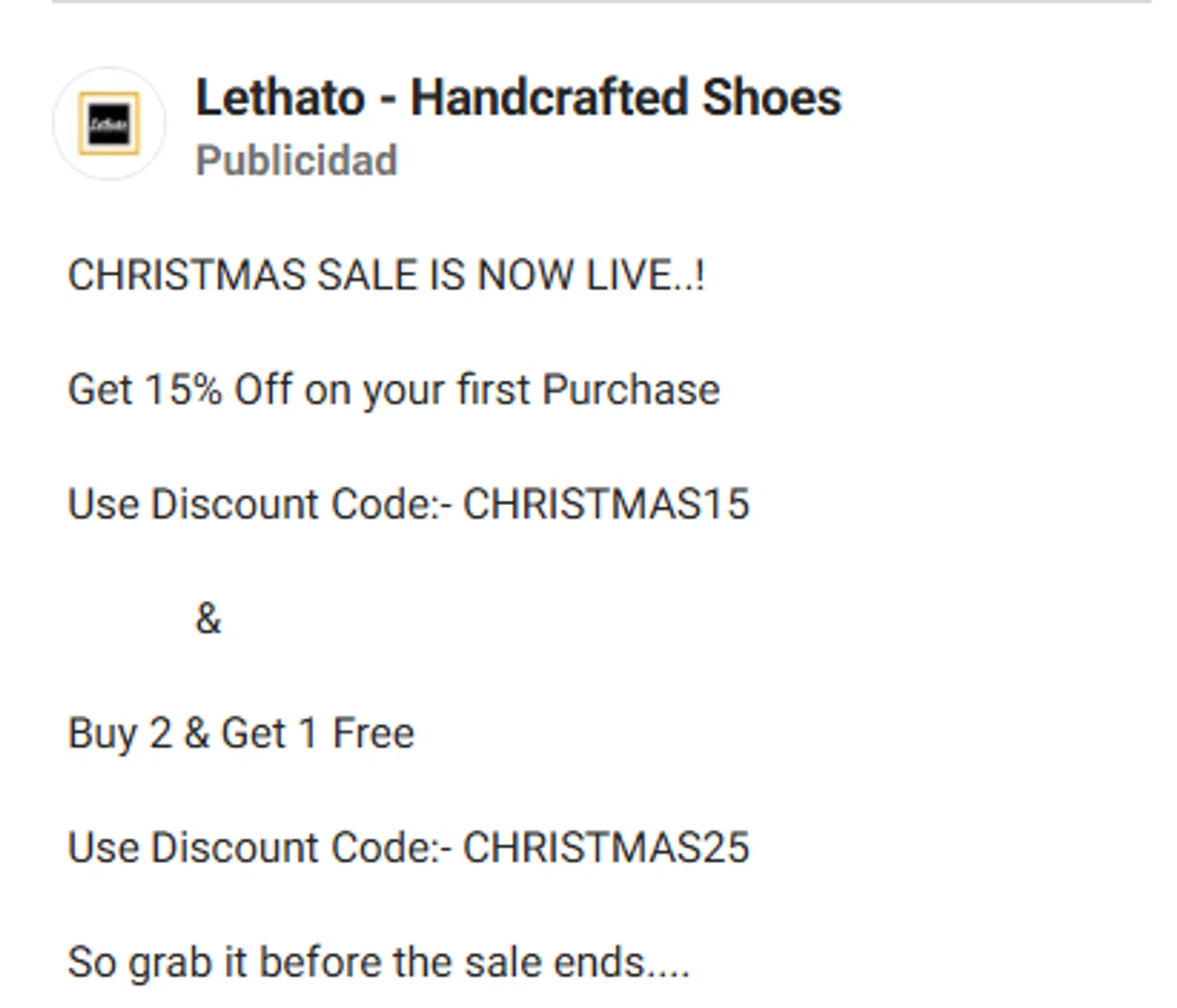 Lethato discount code screenshot showing code CHRISTMAS15 applied at Lethato checkout page. Uploaded by SimplyCodes community member newhybridmen on Dec 17, 2025