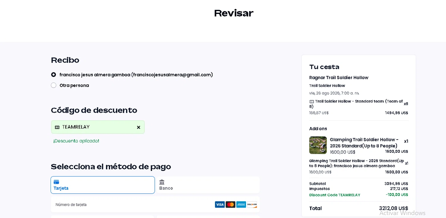 Let's Do This discount code screenshot showing code TEAMRELAY applied at Let's Do This checkout page. Uploaded by SimplyCodes community member Francisco on Dec 25, 2025