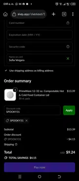 SPOOKY31 coupon verification screenshot