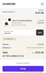 LAYLA10 coupon verification screenshot