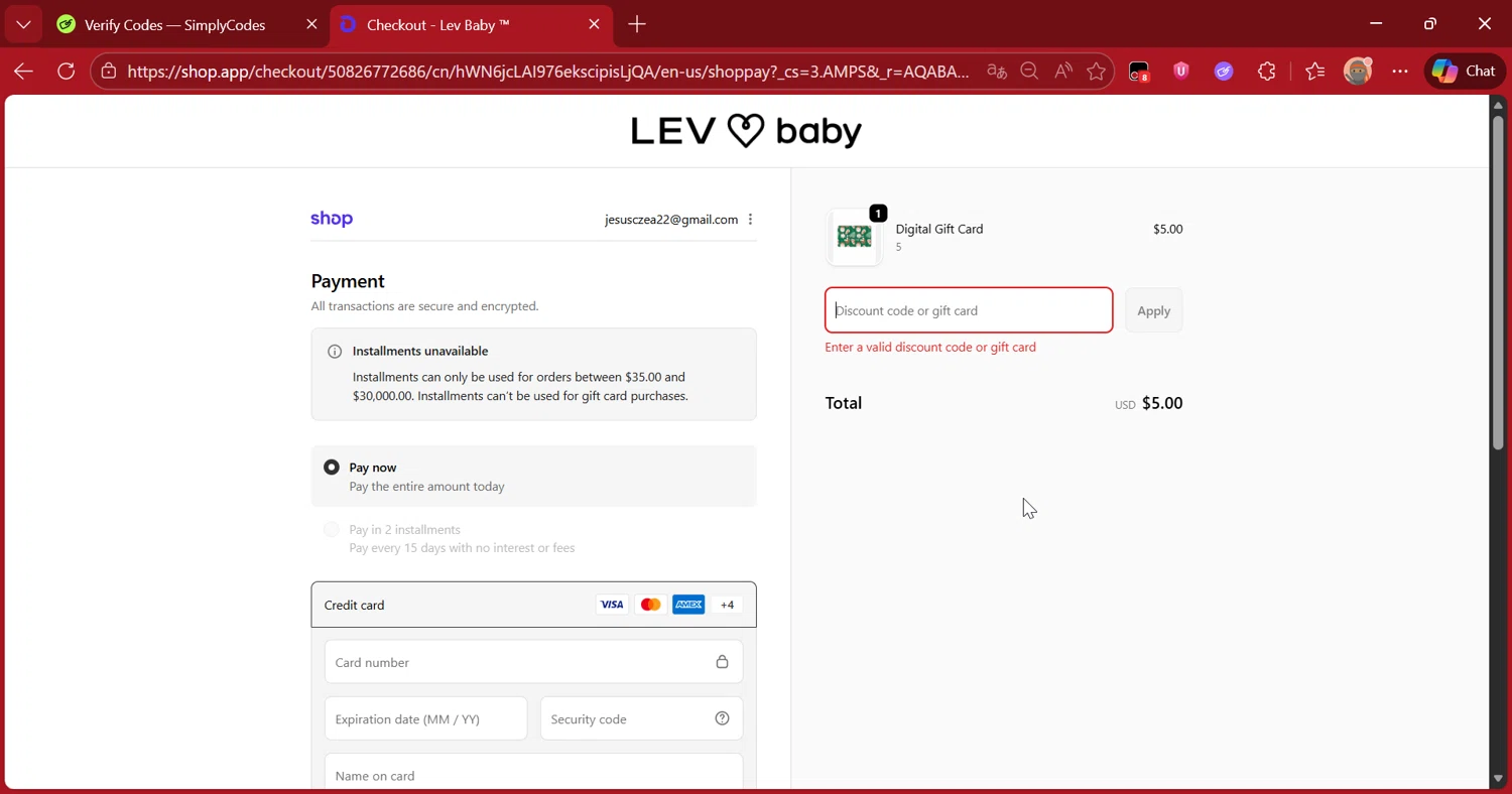 Lev Baby discount code screenshot showing code DEALday11 applied at Lev Baby checkout page. Uploaded by SimplyCodes community member DiscountScout1417 on Dec 22, 2025