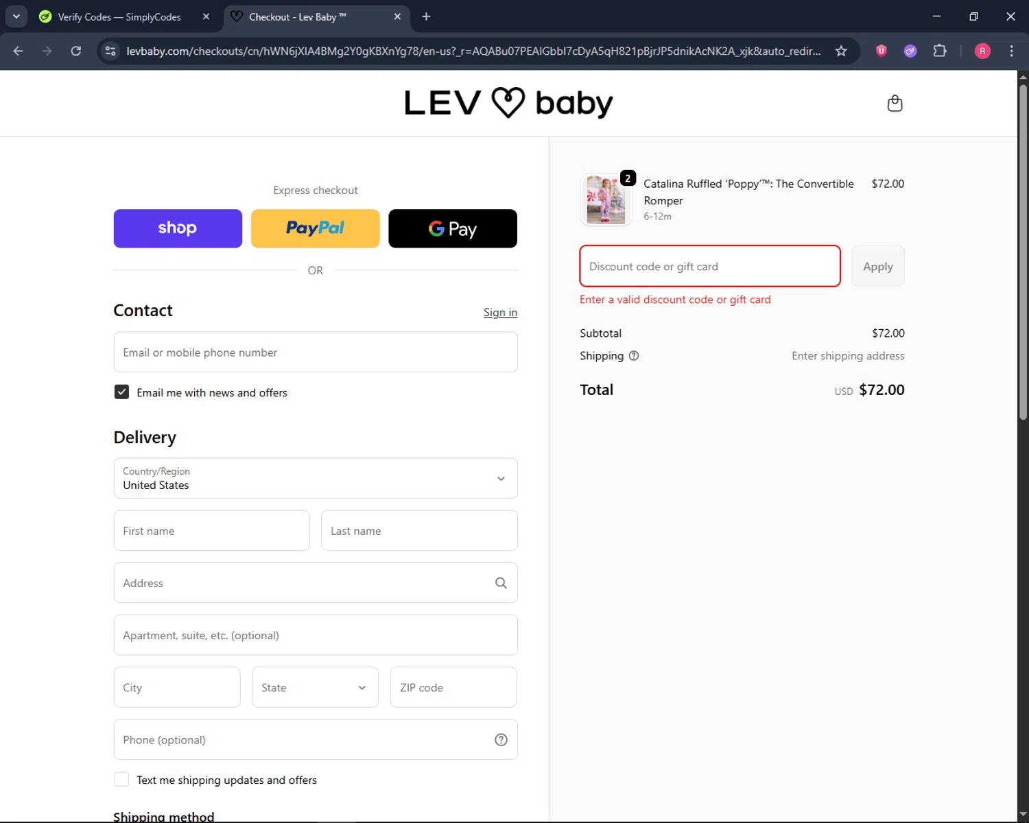 Lev Baby discount code screenshot showing code DEALday11 applied at Lev Baby checkout page. Uploaded by SimplyCodes community member ThriftyGuardian8485 on Dec 22, 2025