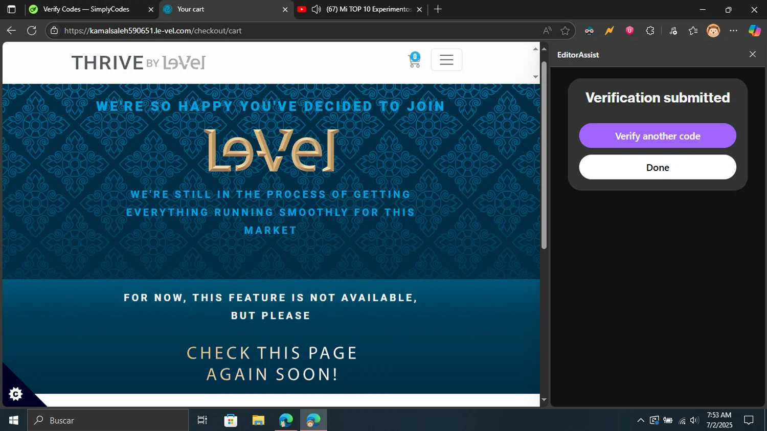 Le-Vel discount code screenshot showing code AWESOME applied at Le-Vel checkout page. Uploaded by SimplyCodes community member Blackleg_Sanji on Jul 2, 2025