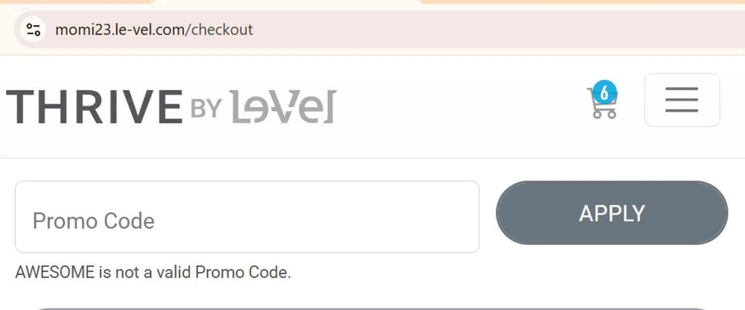 Le-Vel discount code screenshot showing code AWESOME applied at Le-Vel checkout page. Uploaded by SimplyCodes community member CouponSage9293 on Jul 2, 2025