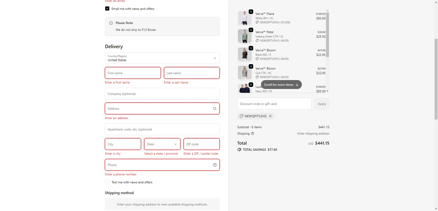Levelwear checkout page showing Levelwear promo code box | Screenshot taken by SimplyCodes community member on Jan 5, 2026