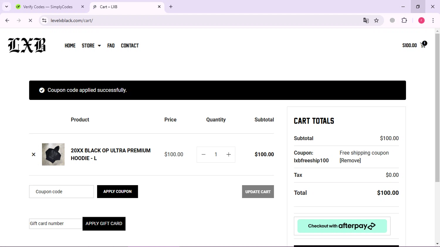 Level X Black checkout page showing Level X Black coupon code box | Screenshot taken by SimplyCodes community member on Nov 8, 2024