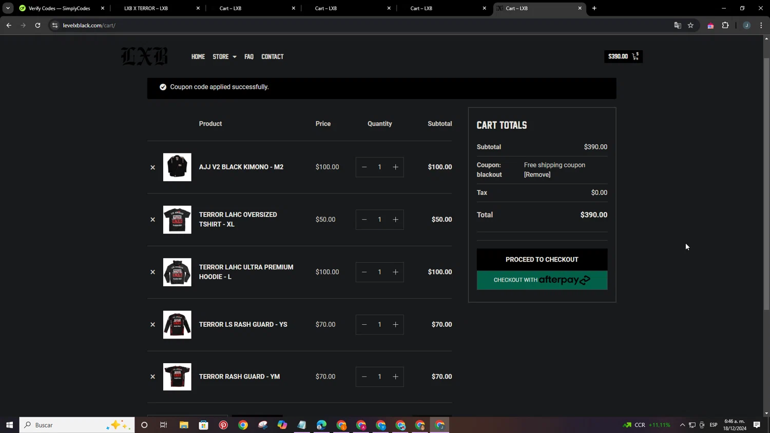 Level X Black checkout page showing Level X Black coupon code box | Screenshot taken by SimplyCodes community member on Dec 18, 2024