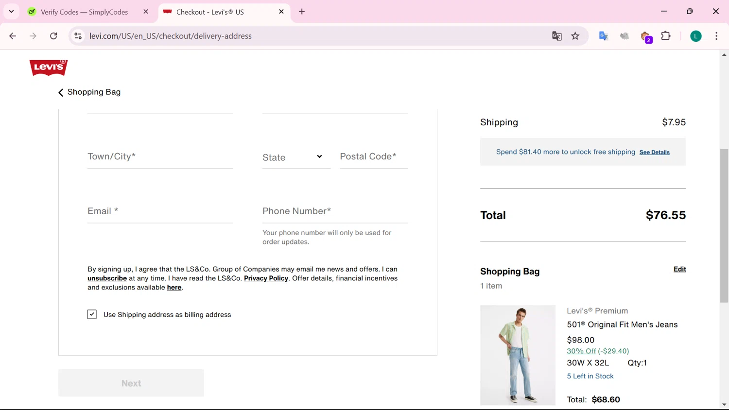 how to use Levi's coupons