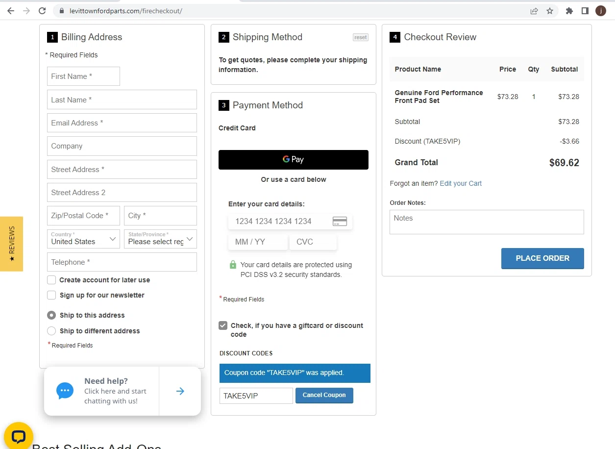 where to use LKQ Online promo code box