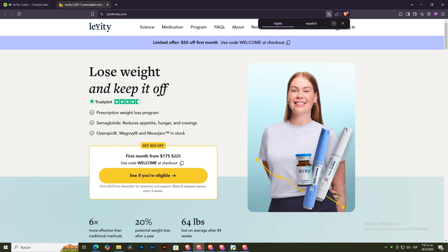 Levity Healthcare checkout page showing Levity Healthcare promo code box | Screenshot taken by SimplyCodes community member on Mar 18, 2025