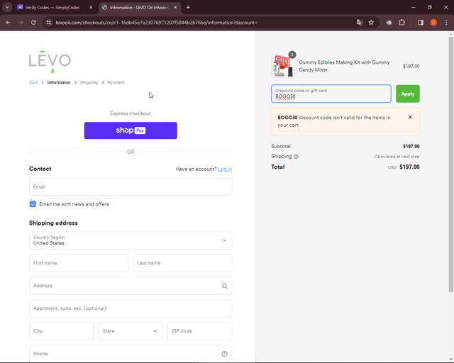 Levo checkout page showing Levo discount code box | Screenshot taken by SimplyCodes community member on Jan 24, 2024