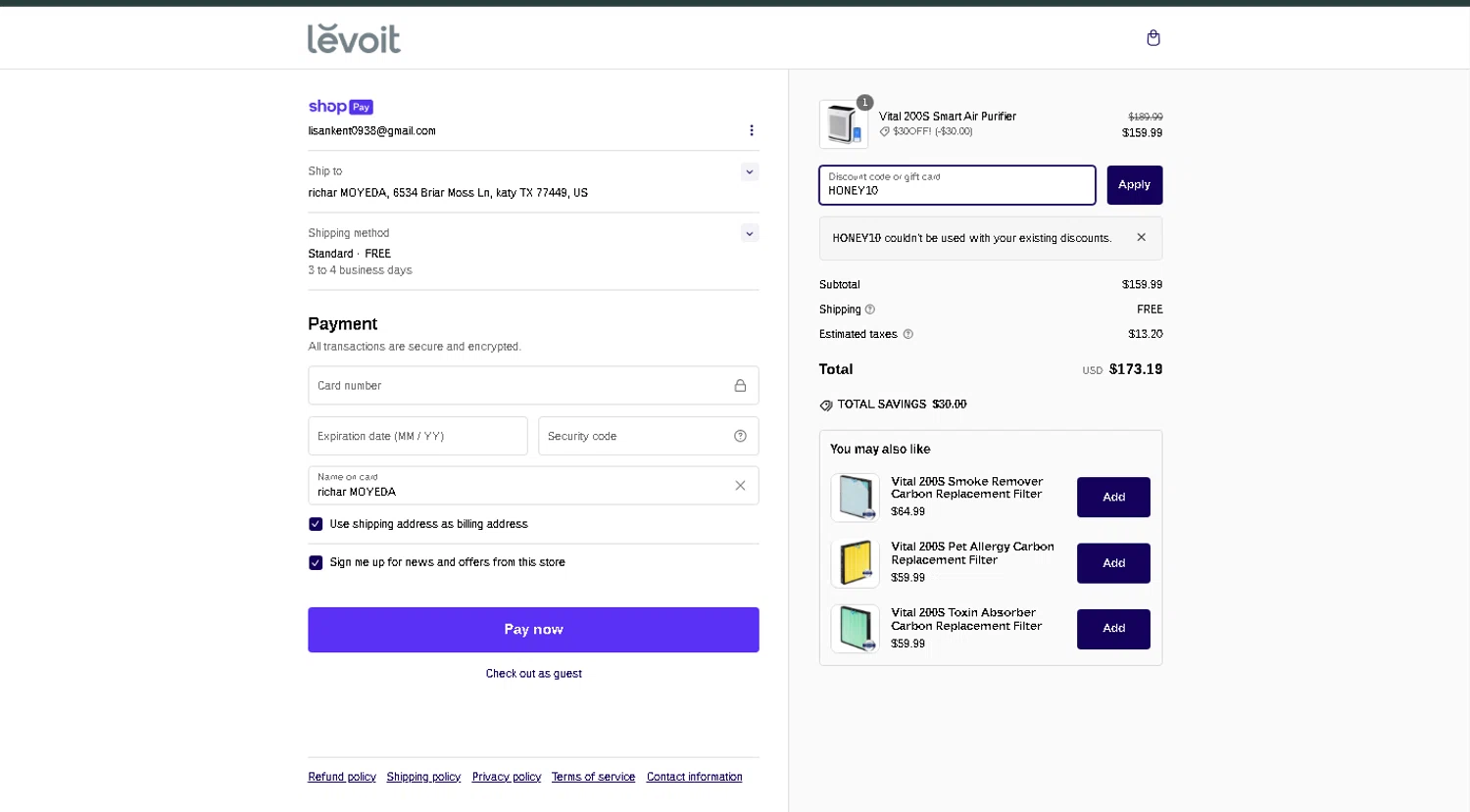 how to use Levoit coupons