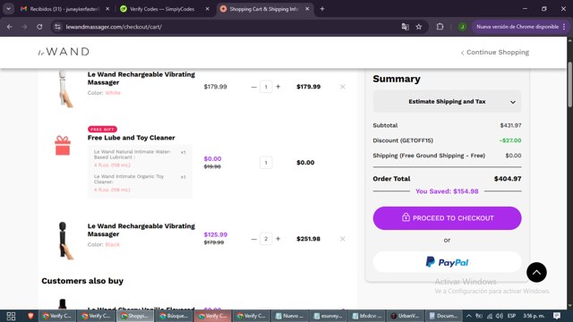 Le Wand checkout page showing Le Wand discount code box | Screenshot taken by SimplyCodes community member on Aug 25, 2025