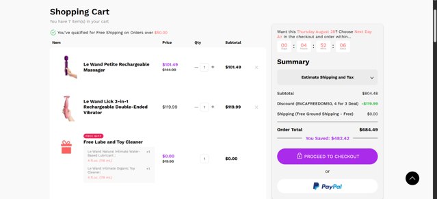 Le Wand checkout page showing Le Wand discount code box | Screenshot taken by SimplyCodes community member on Aug 27, 2025
