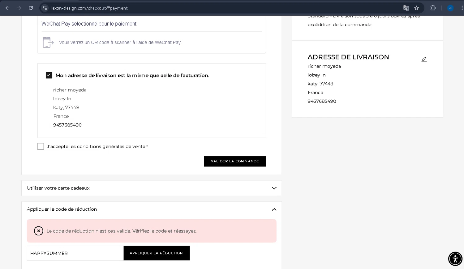 Lexon coupon code screenshot showing code HAPPYSUMMER applied at Lexon checkout page. Uploaded by SimplyCodes community member yuss007 on Jun 21, 2025