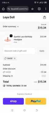 SAIGE coupon verification screenshot