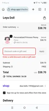 LOVELETTER coupon verification screenshot