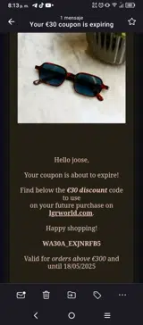 L.G.R coupon verification screenshot