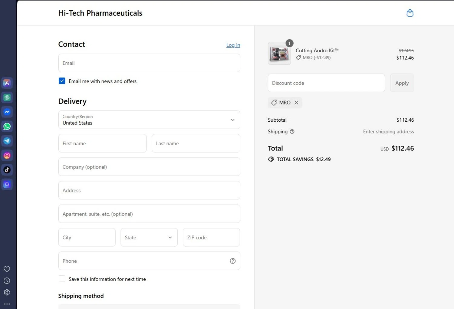 LG Sciences promo code screenshot showing code MRO applied at LG Sciences checkout page. Uploaded by SimplyCodes community member andrescarreraborges on Sep 2, 2025