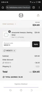 WEDE15 coupon verification screenshot