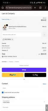 HEATHER20 coupon verification screenshot