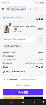 CALLMEJESS coupon verification screenshot