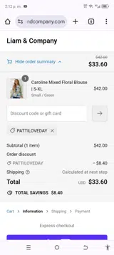 PATTILOVEDAY coupon verification screenshot