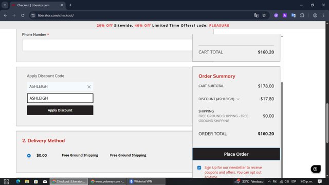 Liberator checkout page showing Liberator promo code box | Screenshot taken by SimplyCodes community member on Jul 29, 2025