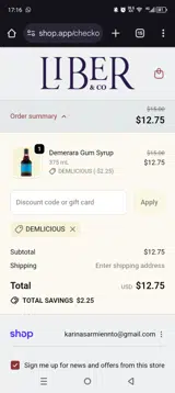 Liber & Co. coupon verification screenshot