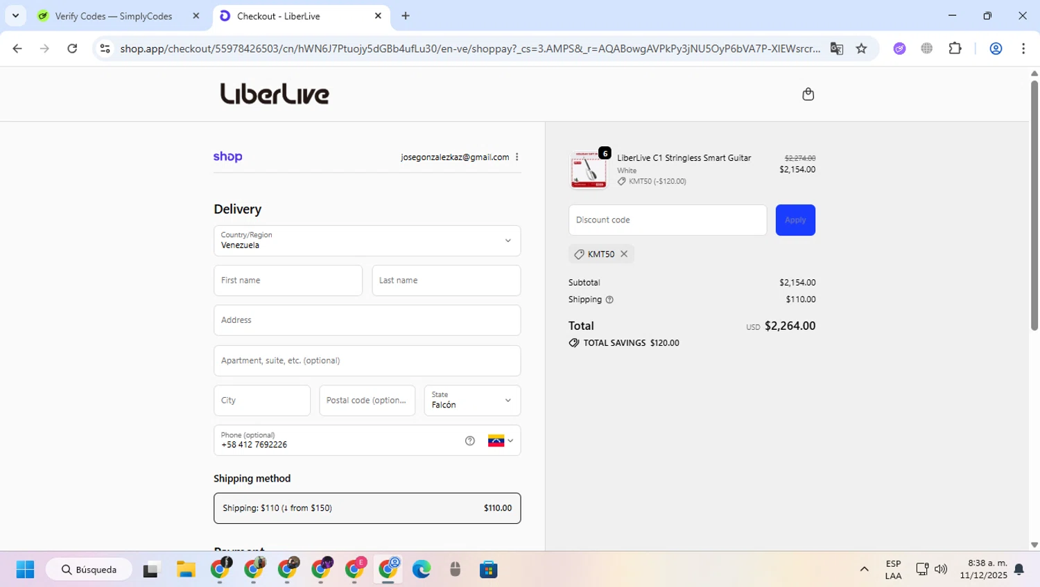 LiberLive checkout page showing LiberLive discount code box | Screenshot taken by SimplyCodes community member on Dec 11, 2025