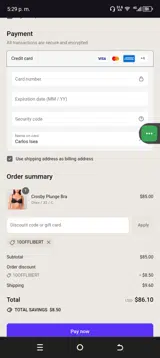 10offlibert coupon verification screenshot
