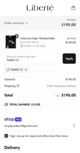 FAMILY15 coupon verification screenshot