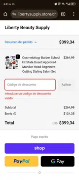 10offliberty coupon verification screenshot