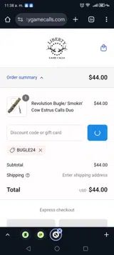 Liberty Game Calls coupon verification screenshot