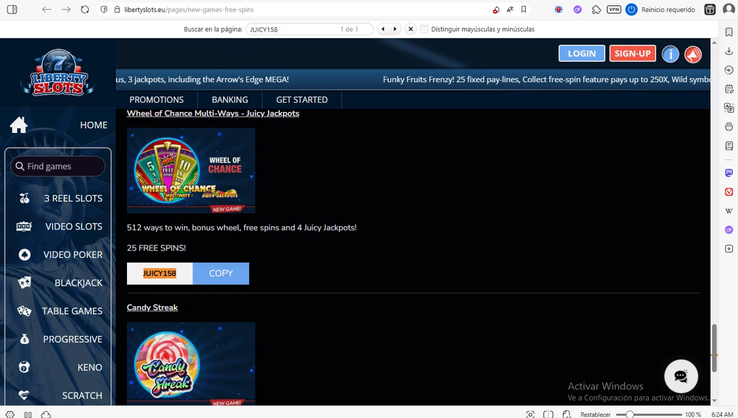 Liberty Slots promo code screenshot showing code JUICY158 applied at Liberty Slots checkout page. Uploaded by SimplyCodes community member luissilva2 on Nov 28, 2025